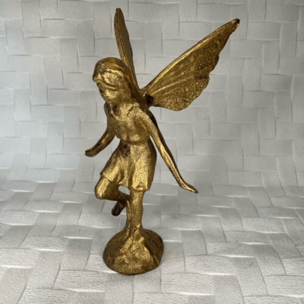 Cast Iron Nymph Statue Antique Verdigris Fairy Angel Home Garden Ornament 7"